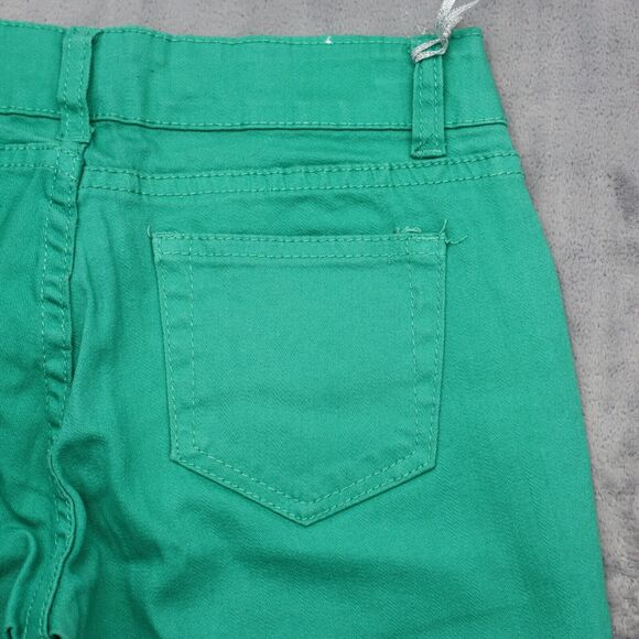 E Line Pants Womens 1 Green Skinny Low Rise Button Distress Pocket Stretch Jeans - Picture 11 of 16